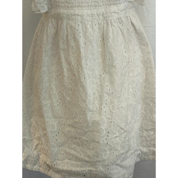 NWT Lulus White Ruffle Pinafore 100% Cotton Mini Dress Smocked Top Size M - Picture 3 of 11